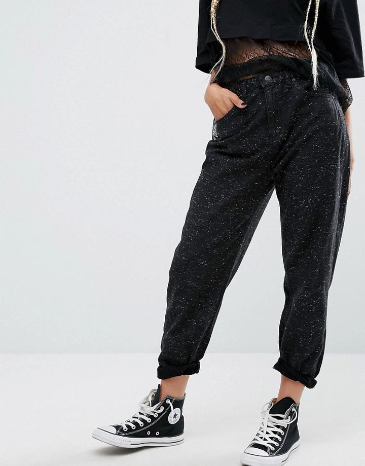 Pull & Bear Speckled Mom Jean - Black
