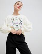 Vero Moda Embroidered Sweatshirt - Cream