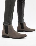 Asos Design Chelsea Boots In Grey Faux Suede - Gray