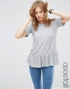 Asos Tall T-shirt With Ruffle Hem - Gray