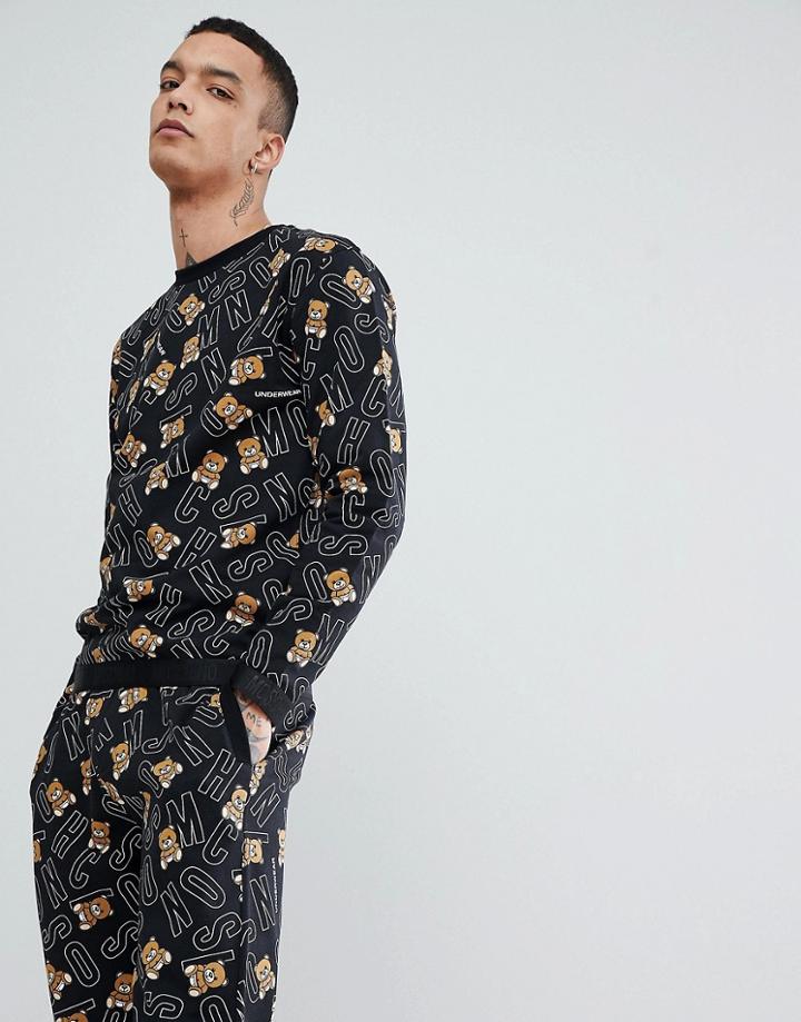 Moschino Lounge Allover Bear Sweatshirt - Black