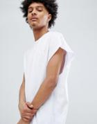 Asos Design Super Oversized Longline Sleeveless T-shirt In White - White