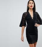 Asos Tall Cape Plunge Lace Mini Dress - Multi