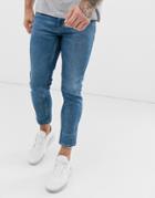 Hugo 332/2 Slim Tapered Jeans In Mid Wash - Navy