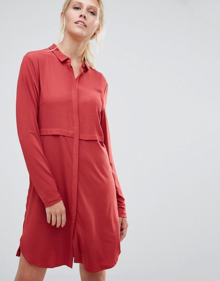 Pieces Pips Shirt Dress - Red