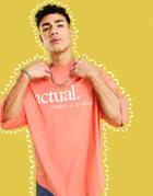 Asos Actual Health And Wellbeing Oversized T-shirt With Logo Print In Coral Red-orange