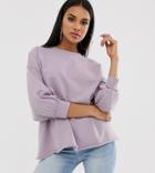 Asos Design Washed Sweatshirt With Wide Sleeve In Washed Lilac-purple
