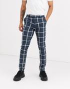Asos Design Skinny Suit Pants In In Blue And White Check