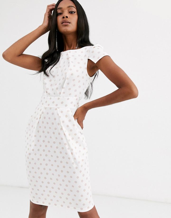 Closet Capped Sleeve Polka Dot Dress-white