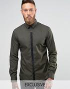 Noose And Monkey Contrast Placket Shirt - Green