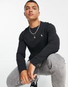 Polo Ralph Lauren Icon Logo Long Sleeve Top In Black Heather
