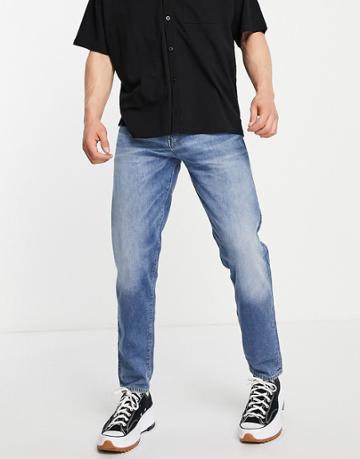 Selected Homme Cotton Blend Slim Tapered Jeans In Light Blue Made From Hemp-blues