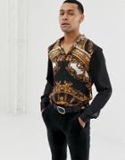 Jaded London Long Sleeve Shirt In Baroque Shirt - Black