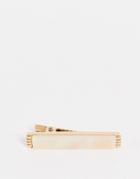 Asos Design Wedding Tie Bar In Faux Pearl In Gold Tone-silver