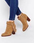 Faith Suzie Tan Tassel Suede Ankle Boots - Tan