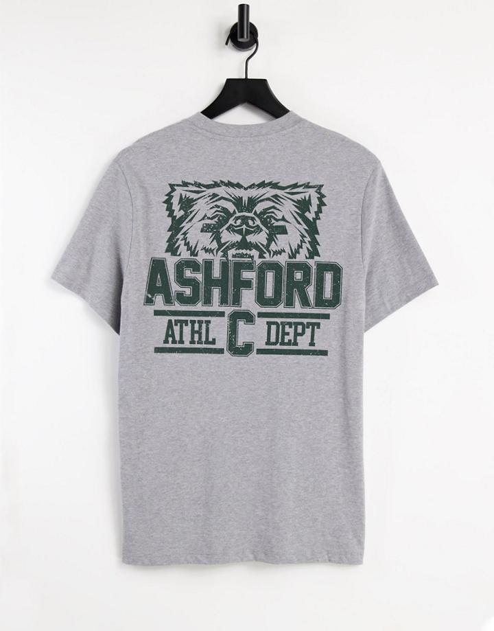 Asos Design T-shirt In Gray Heather Organic Cotton With Collegiate Tiger Print-grey