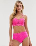 Ann Summers Palma High Waist Bikini Bottom In Hot Pink