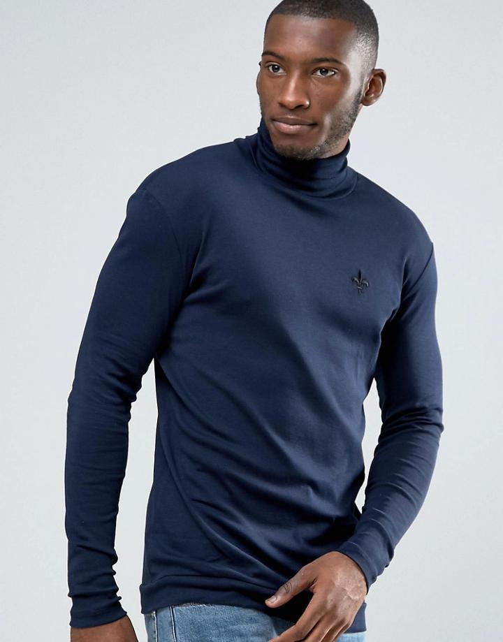 Criminal Damage Roll Neck Sweater - Navy