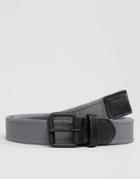 Asos Woven Belt With Black Coated Buckle - Gray