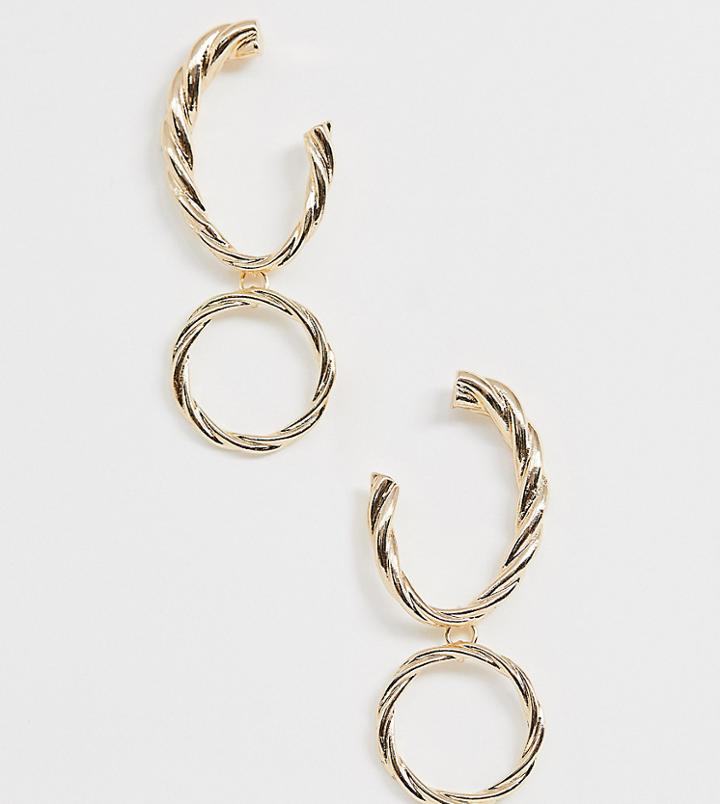 New Look Textured Hoop Earrings In Gold