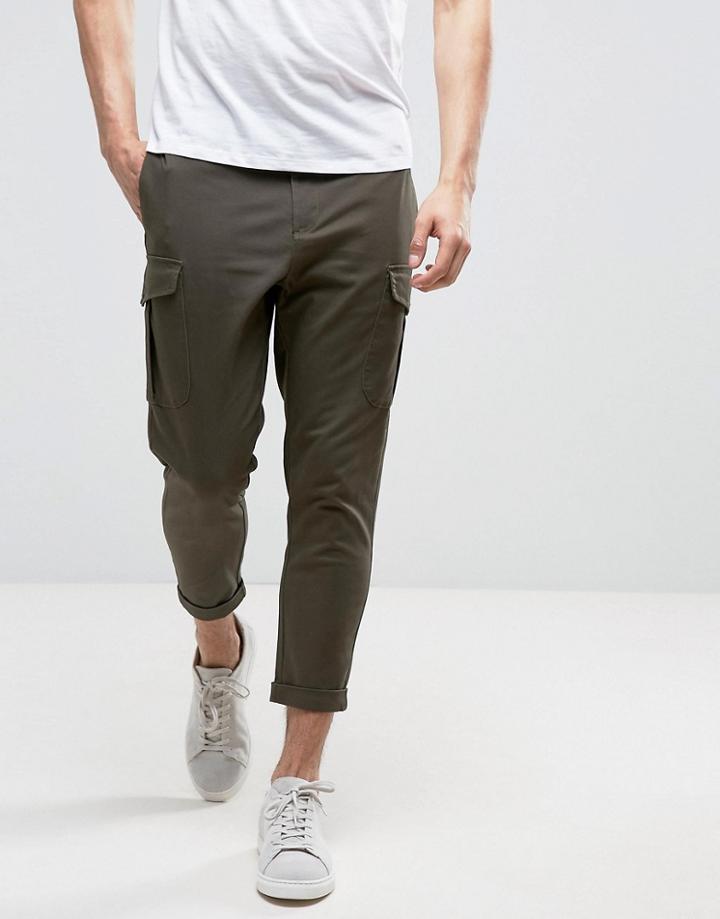 Selected Homme Cargo Pant In Anti Fit - Green