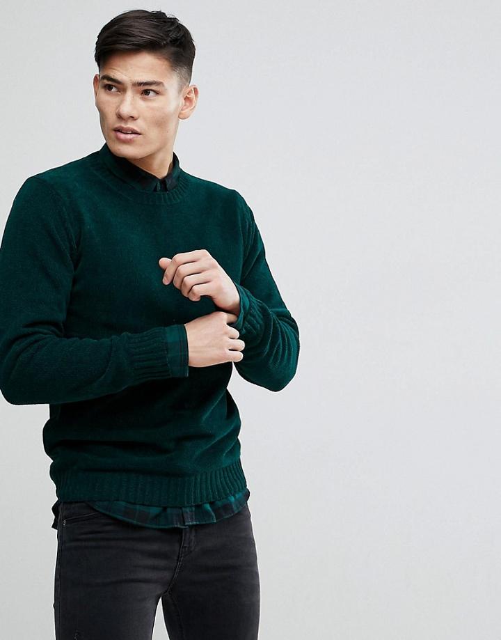 Mango Man Chenille Sweater In Green - Green