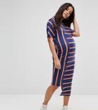 Asos Maternity Asymmetric Stripe Midi Bodycon Dress - Multi