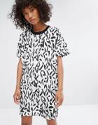 Noisy May Contrast Collar Print Dress - Multi