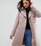Asos Tall Swing Coat With Military Style Buttons - Pink