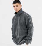 Noak Oversized Fleece Sweatshirt In Gray With Contrast Stitch