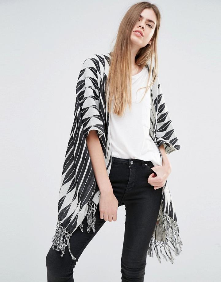 Becksondergaard Diamond Stripe Cape With Tassels