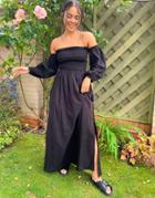 Topshop Tiered Maxi Dress In Black