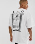 Asos Design Oversized Longline T-shirt With Large Historical Inspired Back Print - White