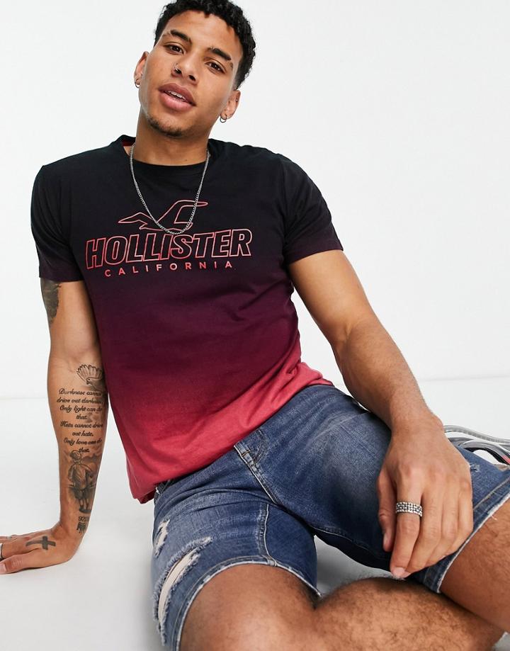 Hollister Perspective Ombre Logo T-shirt In Red