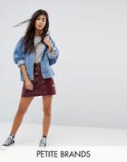New Look Petite Cracked Vinyl Mini Skirt - Red