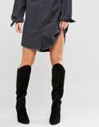 Aldo Norerwen Western Heeled Suede Knee Boots - Black