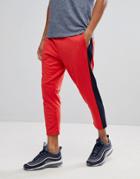 Asos Tapered Polytricot Track Joggers With Color Blocking - Red