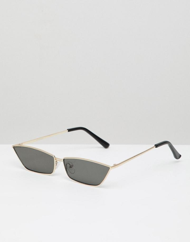 Asos Design Slim Cat Rectangle Fashion Sunglasses - Black