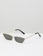 Asos Design Slim Cat Rectangle Fashion Sunglasses - Black