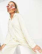 Naanaa Plisse Shirt In Cream - Part Of A Set-white