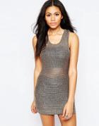 Brave Soul Metallic Sleeveless Sweater - Khaki