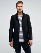 Selected Homme Overcoat With Funnel Neck - Black