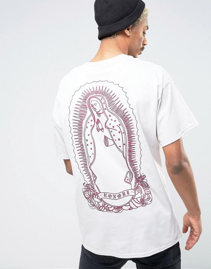 Hnr Ldn Mary Back Print T-shirt In Oversized Fit - Gray