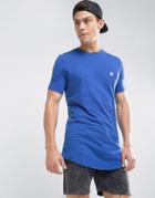 Le Breve Logline Curved Hem Marl T-shirt - Navy