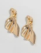 Asos Statement Folded Metal Earrings - Gold