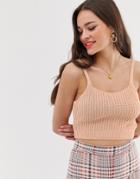Asos Design Knitted Cropped Tank-beige