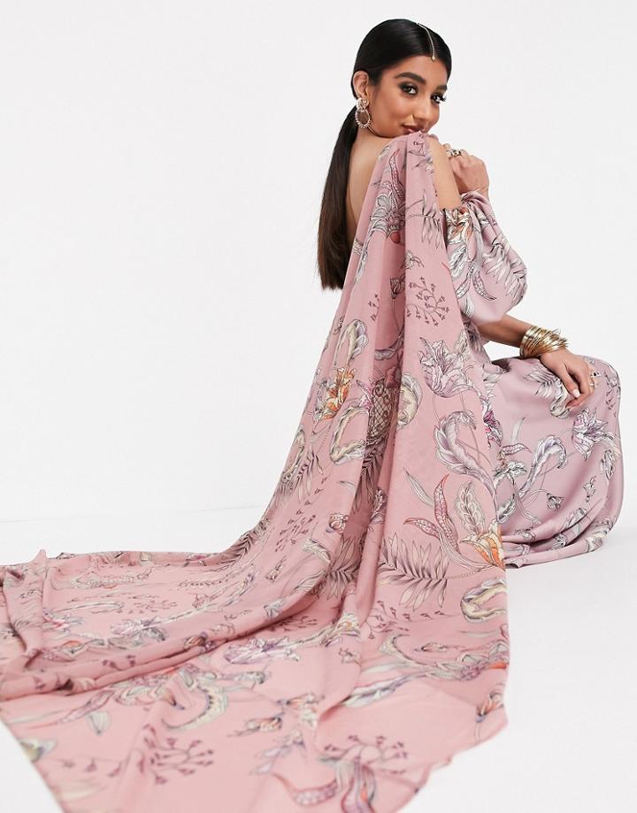 Asos Design Dupatta Scarf In Pink Modern Paisley Print