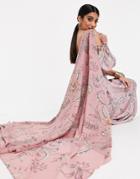 Asos Design Dupatta Scarf In Pink Modern Paisley Print