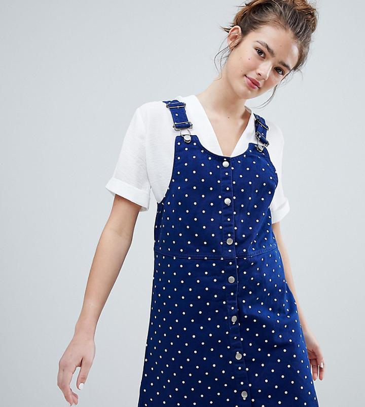 Monki Polk Dot Overall-blue