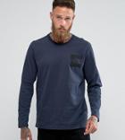The North Face Fine Long Sleeve Top Square Logo In Navy Exclusive To Asos - Navy